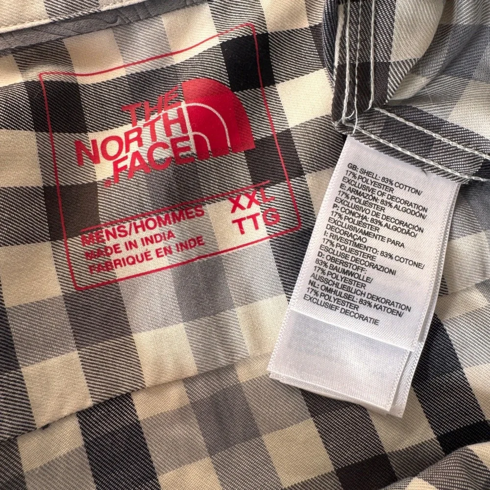 The‎ North Face Mens XXL Black White Gingham Plaid Long Sleeve Button Down Shirt
